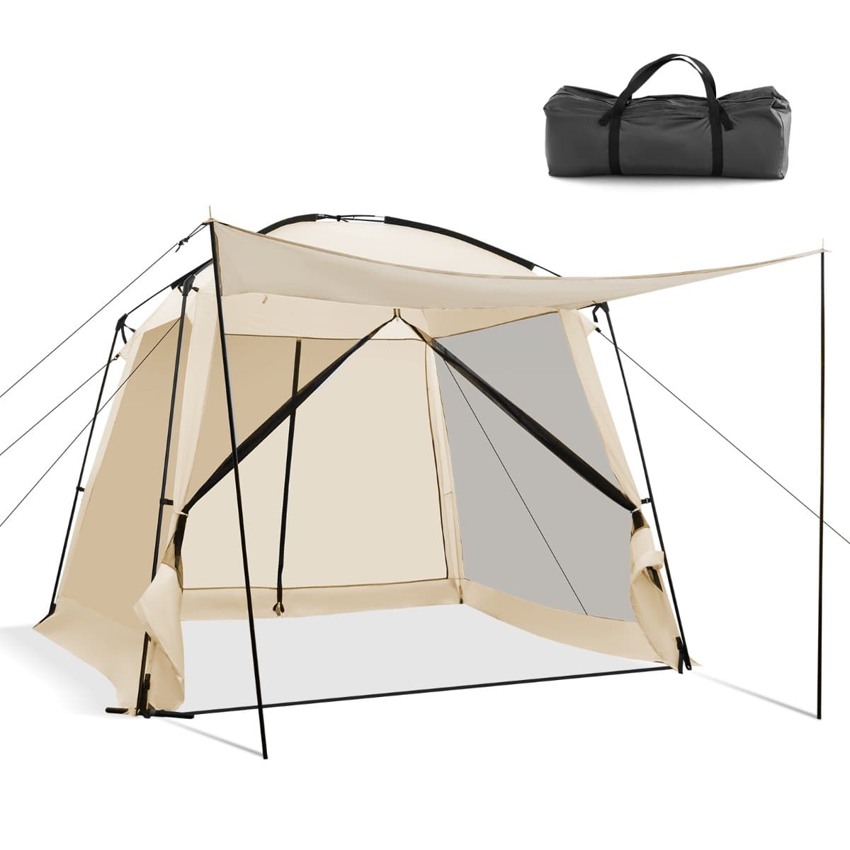 CostwayTente de Camping pour 8-10 Personnes Tente Dôme avec Vestibule et Moustiquaire Porte Zippée Tente Portable avec Sac de Transport 300x300x250cm